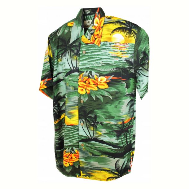 Sunset Green Hawaii skjorte
