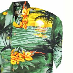 Sunset Green Hawaii skjorte