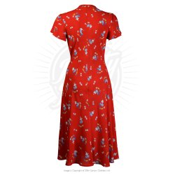 Pretty Retro Tea kjole Rød med blomster -