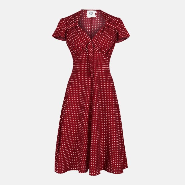 Begrænsninger neutral stamtavle Pretty Retro Tea kjole vinrød med prikker - Kvinder - Rockahula
